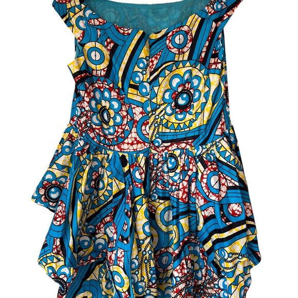 Binta Real Wax African Print Peplum Hi-Low Top | Size 2XL | New - Picture 6 of 9